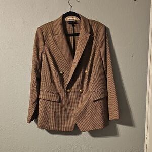 Lane Bryant Houndstooth Blazer with Gold Buttons
